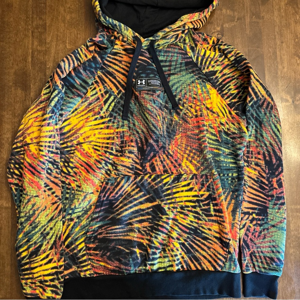 Under Armour Rival Fleece Sport Palm‎ Tree All over Print Hoodie Pullover Small